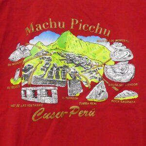 VISHEN | size 10 | Machu Picchu Cusco - Peru | Red Short Sleeve Tee / T-Shirt